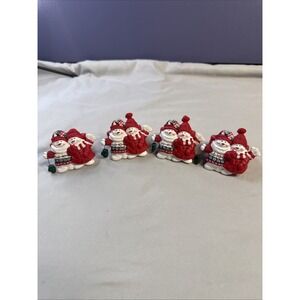 Hallmark Mitford Snowmen Napkin Rings Set of 4 Christmas Holiday Table Decor